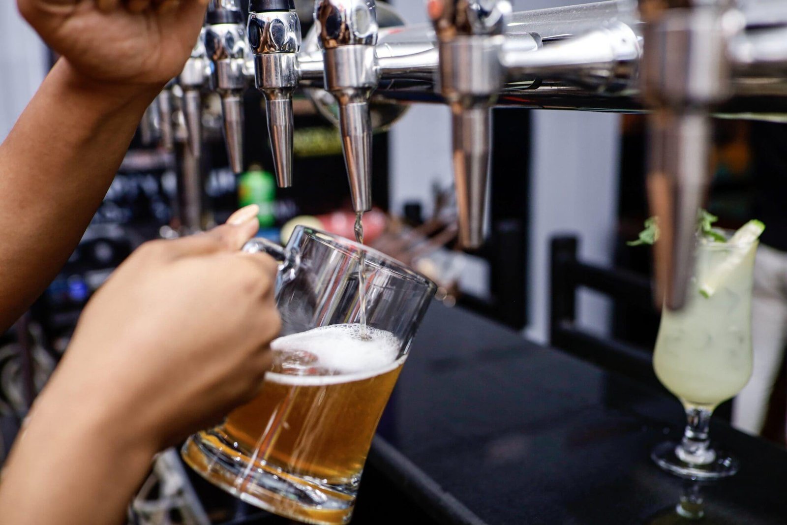 Visitors sampling locally brewed craft beer at Bature Brewery in Victoria Island, Lagos.