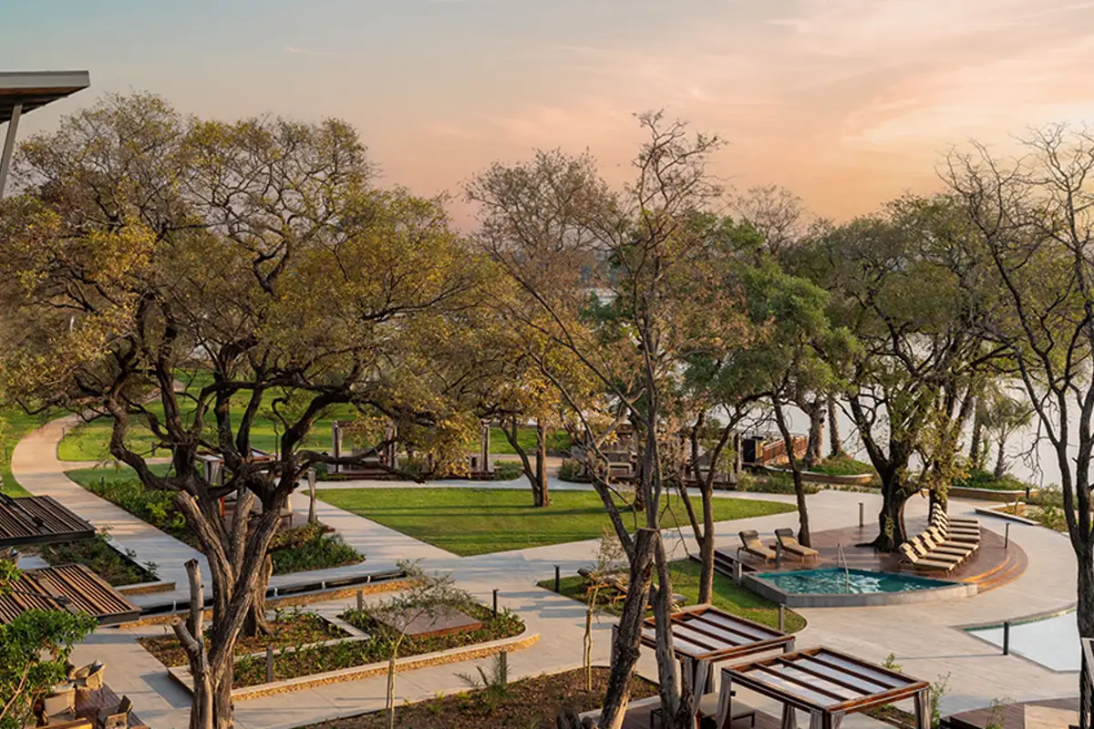 Gardens, pools and riverside grounds at Radisson Blu Mosi-oa-Tunya Livingstone Resort
